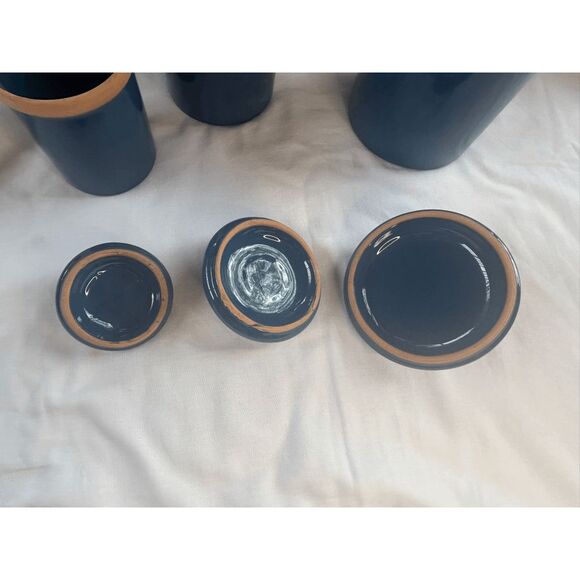 Three Piece Dark Blue Crockery/Jar/Canister Set, Unbranded, Made in Italy - Picture 4 of 10